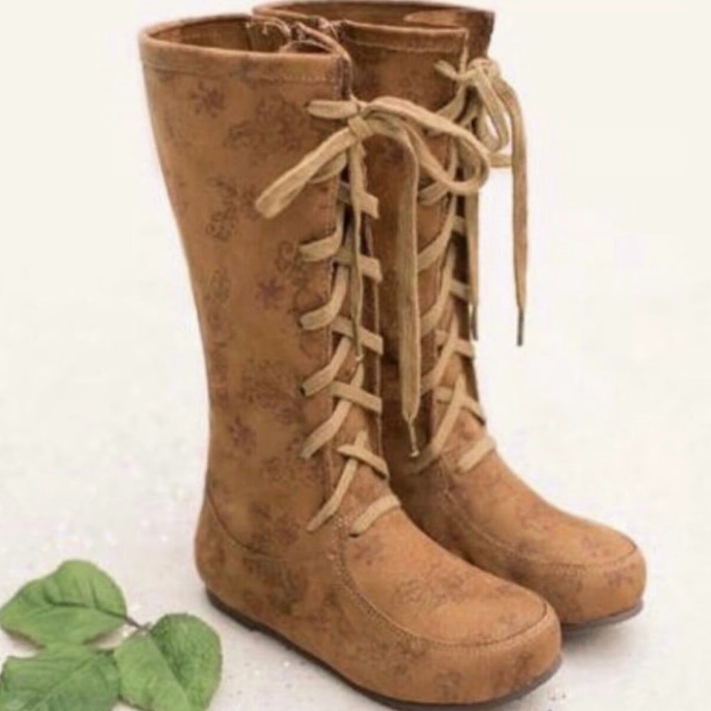 Joyfolie Adelyn Brown Suede Floral Lace-Up Boots Size 5T